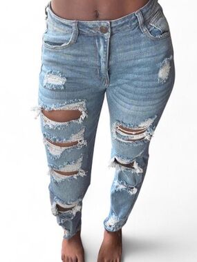 Rue21 Light Blue Distressed Boyfriend Jeans